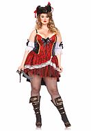 Female pirate, costume dress, lace trim, big bow, plus size